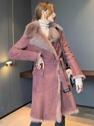 2023托斯卡纳皮毛一体外套中长款时尚，保暖仿狐狸毛皮草(毛皮草)外套
