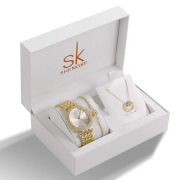 手表时尚潮流水钻女款金色件套k0011圆形石英金属普通国产腕表