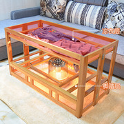 烤火桌子家用长方形折叠冬季楠竹烤火架取暖桌实木1.2米餐桌1.5米