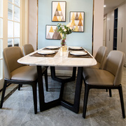 北欧大理石餐桌椅组合现代实木餐桌简约小户型家用客厅长方形饭桌