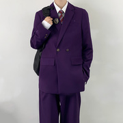 木村叔dk日系西服套装男士西装制服紫红色西裤帅气学生上衣服外套
