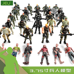 JEU兵人3.75寸兵人模型 军人警察CS公仔 关节可动人偶套装玩具兵