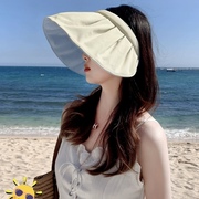 防晒帽女夏季防紫外线贝壳遮阳帽空顶太阳帽子夏天可折叠2024