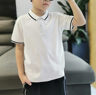 2024夏季韩版男童短袖翻领T恤中大童纯色polo衫儿童短袖彩色
