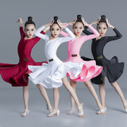 夏季女童拉丁舞蹈专业比赛规定，服分体考级大摆裙套装演出服