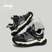 jeep童鞋冬季旋钮加绒运动鞋男童2023年保暖二棉儿童跑步棉鞋