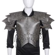 PU皮革成人中世纪武士 黑盔甲服装cosplay化妆舞会角色扮演装饰品