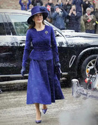 丹麦玛丽王妃同款西装外套欧美女名媛春秋季修身显瘦大摆褶裙