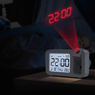 日本多功能投影闹钟桌面，时钟学生用创意，投射表床头电子钟起床神器