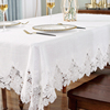 唯米9917简约百搭白色麻棉餐桌布台布美式家用长方形蕾丝茶几盖巾