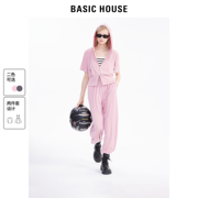 Basic House/百家好运动休闲套装2024夏季短外套休闲裤两件套