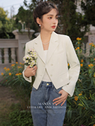 西装外套女2023春夏装小个子气质高级设计感小众白色短款西服