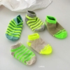 caras韩国儿童荧光绿色短袜夏季纯棉网眼薄款宝宝袜子男童不掉跟