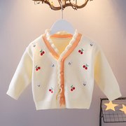0-1-2-3-4岁女宝宝春秋装长袖，开衫女童毛衣，一岁婴儿针织衫上衣棉