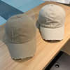 日系原宿风棒球帽磨破设计个性软顶帽子纯色简约鸭舌帽男女街头潮