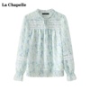 拉夏贝尔La Chapelle甜美镂空衬衫女春季显瘦碎花雪纺衫上衣