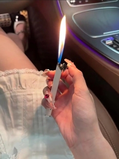 创意糖果色小巧长条纤细打火机充气可放进烟盒个性送男友礼物可爱