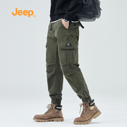 jeep吉普美式复古工装裤，男士春季宽松束脚哈伦，裤痞帅休闲长裤子男