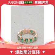 香港直邮潮奢shay女士翠绿色18k玫瑰金戒指