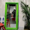 欧式壁炉镜子复古雕花荧光绿穿衣镜网红自拍镜服装店艺术落地镜子