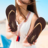 路拉迪高跟水砖人字拖鞋 夏季女士防滑沙滩凉拖厚底坡跟时尚夹拖