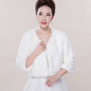婚纱披肩冬季2019新娘，结婚礼服外套保暖韩版七分袖白色短袖
