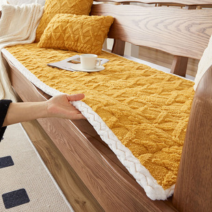 冬季羊羔绒沙发垫加厚毛绒坐垫子防滑红实木沙发垫子现代简约冬款