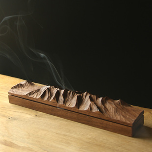 雨木山形香炉线香茶室，香座实木创意，香插托禅意摆件手工雕刻