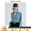 vegachang牛仔衬衫，女2024年春季复古港风水洗，气质长袖衬衣