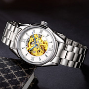 精钢大气自动机械手表 瑞士男时尚圆形不锈钢陀飞轮国产腕表