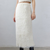 LTOOCOLINE白色羊驼毛圈圈纱半身裙包臀中长款高腰针织秋冬款纯色