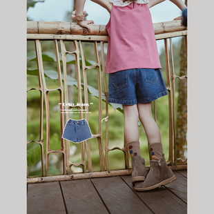 史豌豆(史豌豆)童装女童夏装，2024儿童韩版牛仔，短裤女宝宝裤子洋气时髦