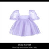eaby绝美洋气时尚公主蓬蓬裙一字领紫色泡泡袖显瘦a字连衣裙