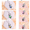 欧美创意可爱熊猫项链粉色心形方晶锆石熊猫项链七色闺蜜项链礼物