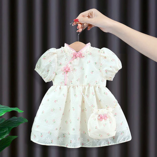 旗袍女童连衣裙夏装洋气儿童公主，裙一周岁宝宝，礼服中国风裙子夏季
