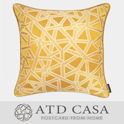 北欧现代/样板房家居沙发软装饰靠包抱枕/金黄色抽象几何提花方枕