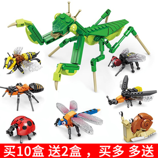 杰星昆虫模型卡通动物小颗粒，积木儿童益智拼装玩具启蒙圣诞男孩子