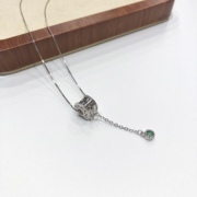 D138# S925银精工镶嵌橄榄石项链