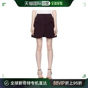香港直邮潮奢 Lanvin 朗雯 女士 酒红色高腰短裙 RWST00065801H23