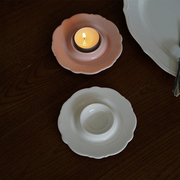 出口欧式简约款陶瓷浮雕碟子，烛台餐桌烛光晚餐仪式感蜡烛台
