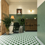 摩洛哥墨绿色小花砖200x200花片砖厨房卫生间阳台墙砖地砖仿古砖