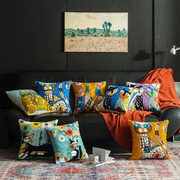 欧美风毕加索抽象刺绣抱枕套，民宿文艺手工绣靠枕客厅沙发床头装饰