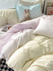 纯色简约渐变蓝粉色四件套被套床单水洗棉被罩宿舍单人三件套床品