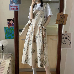 日系软妹背带长裙少女夏装，2023初中高中学生，可爱连衣裙子套装