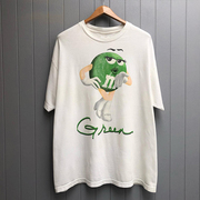 绿色可爱豆OS风小众设计感vintage美式复古短袖男女纯棉圆领Tee恤