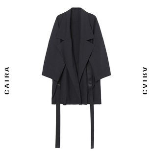 CAIRA 经典西装外套春秋设计感小众男女同款黑色条纹拼接风衣原创