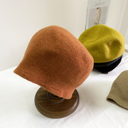 柔软羊毛贝雷帽女秋冬季帽子韩版百搭日系画家包头帽堆堆帽水桶帽