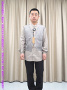 vgo春秋衬衫长袖男立领时尚，青年68.5粘纤31.5亚麻时尚休闲衬衣