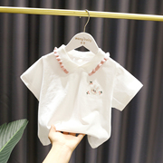 1-5岁女宝宝polo领刺绣T恤女婴儿童夏装韩版女童弹力精棉上衣