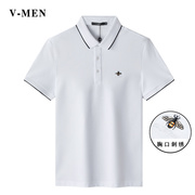 vmen威曼2021短袖polo衫，刺绣商务修身免烫男士休闲上衣v021p011